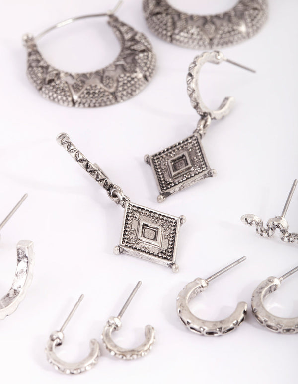 Antique Silver Vintage Snake Earring Pack