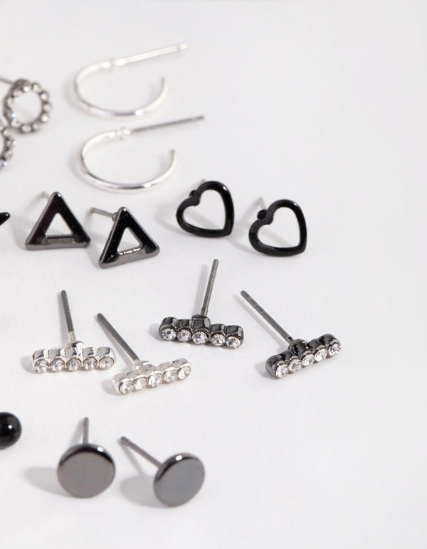 Mixed Metal 12-Pack Geometric Shapes Earring
