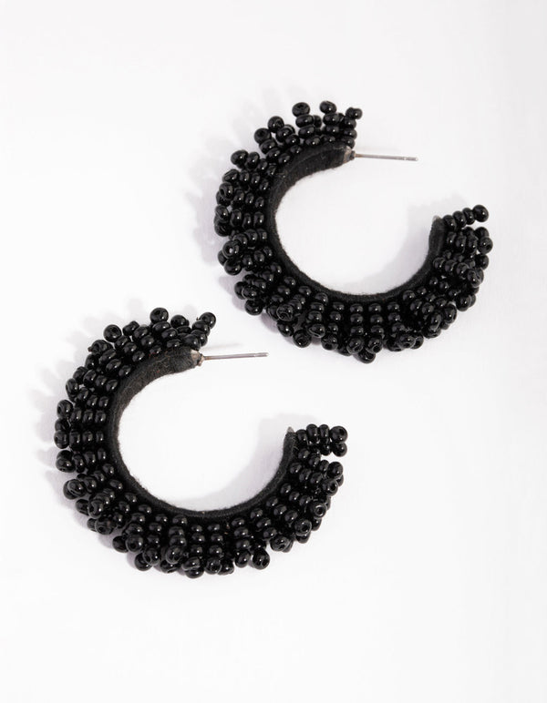 Matte Beaded Hoop Earrings