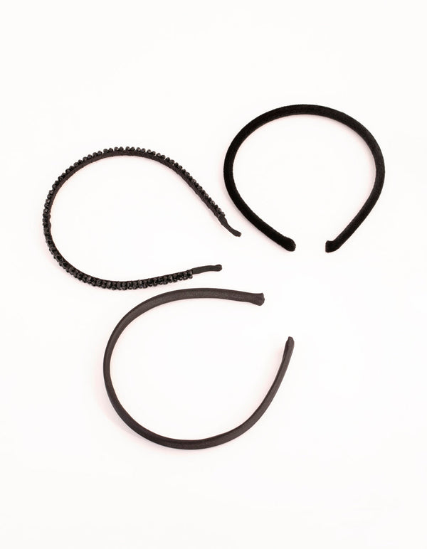 Beaded Velvet and Satin Headband 3-Pack