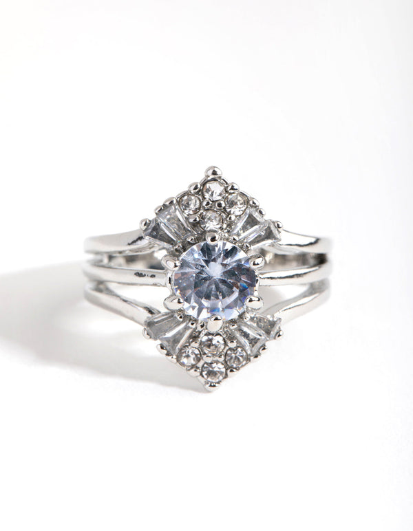 Silver Vintage Diamante Ring