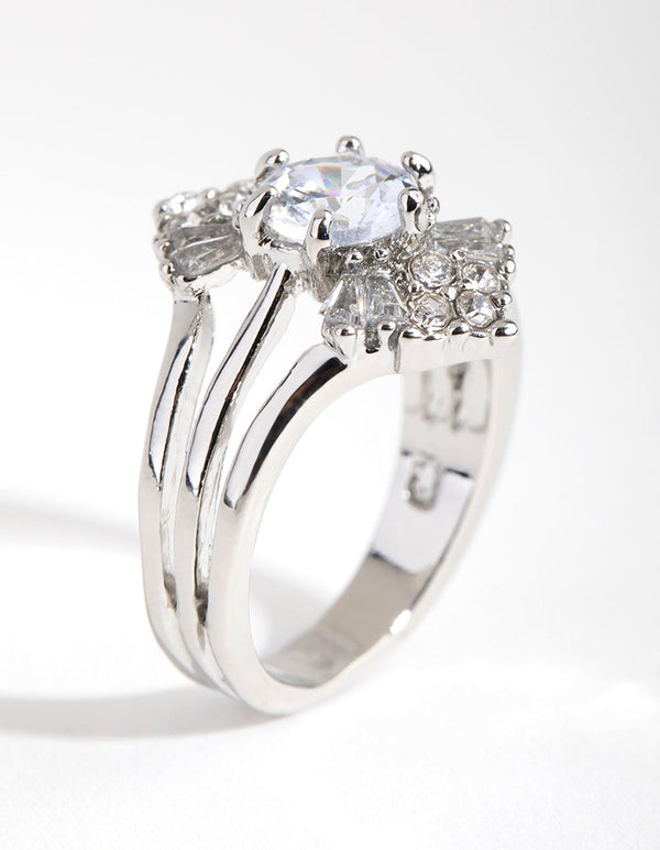 Silver Vintage Diamante Ring