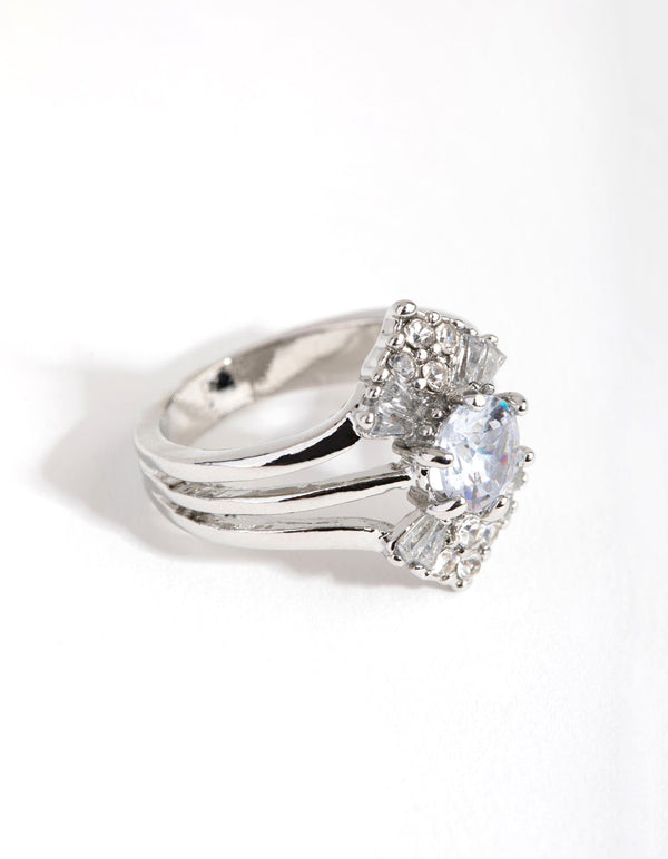 Silver Vintage Diamante Ring