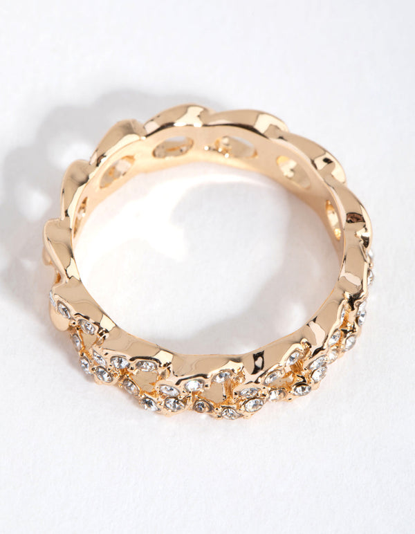 Gold Diamante Link Ring