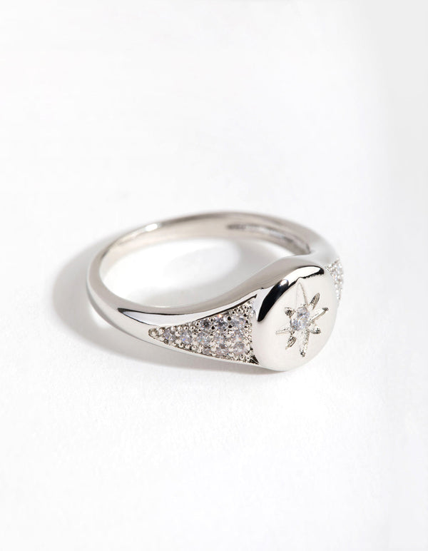 Rhodium Heart Cubic Zirconia Ring