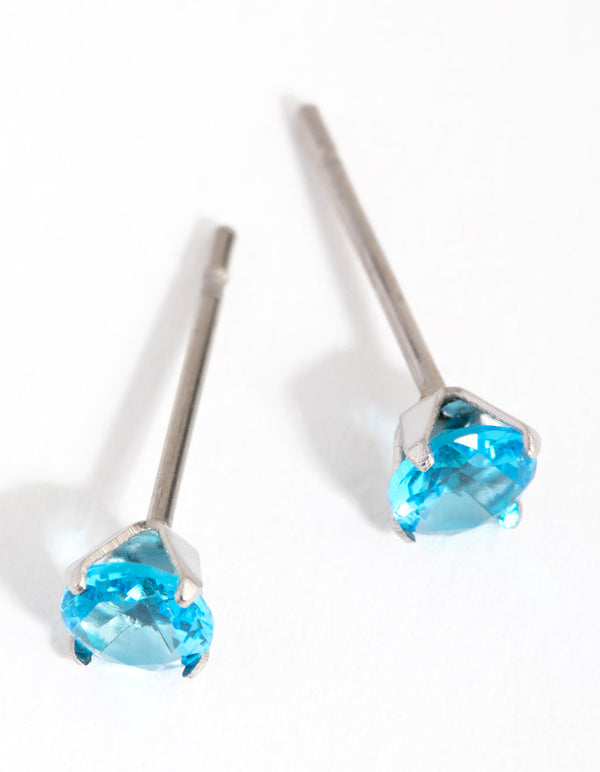 Titanium Round Cubic Zirconia Stud Earrings