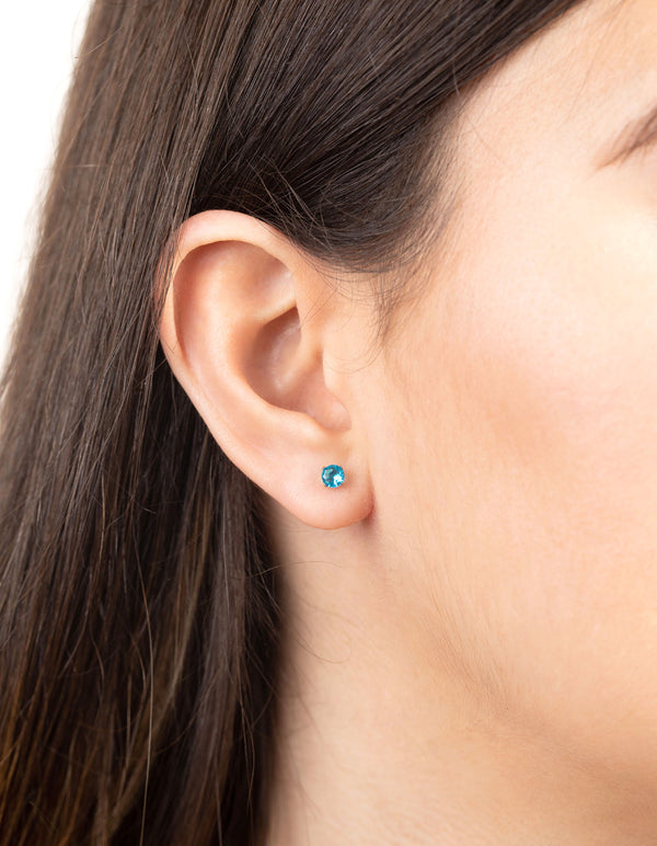 Titanium Round Cubic Zirconia Stud Earrings