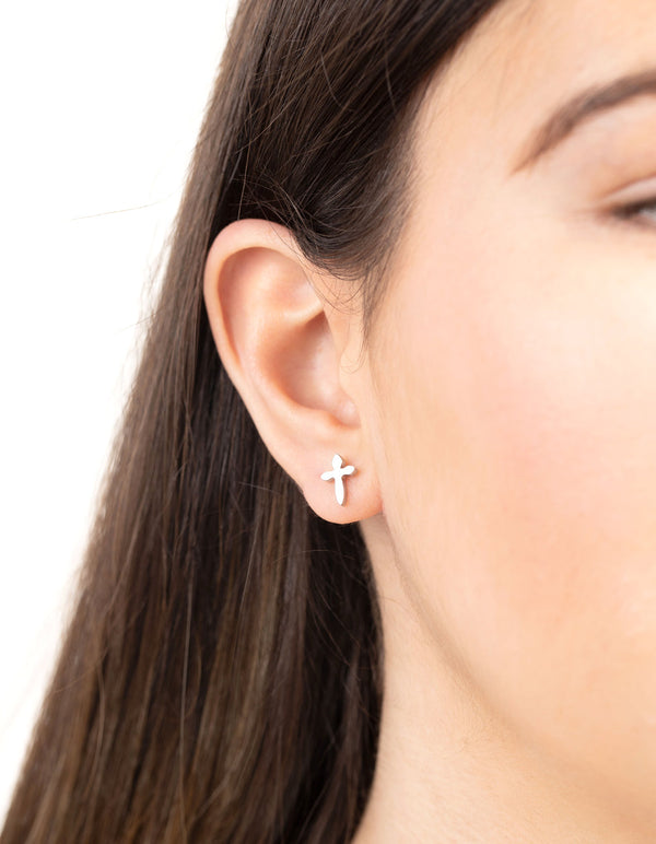 Titanium Cross Stud Earrings