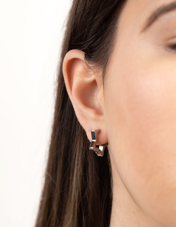 Titanium Star Huggie Earrings