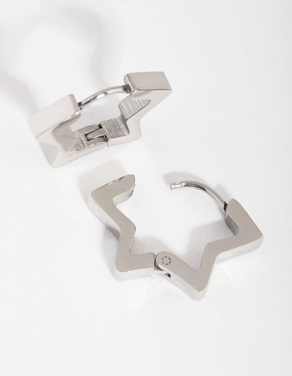Titanium Star Huggie Earrings
