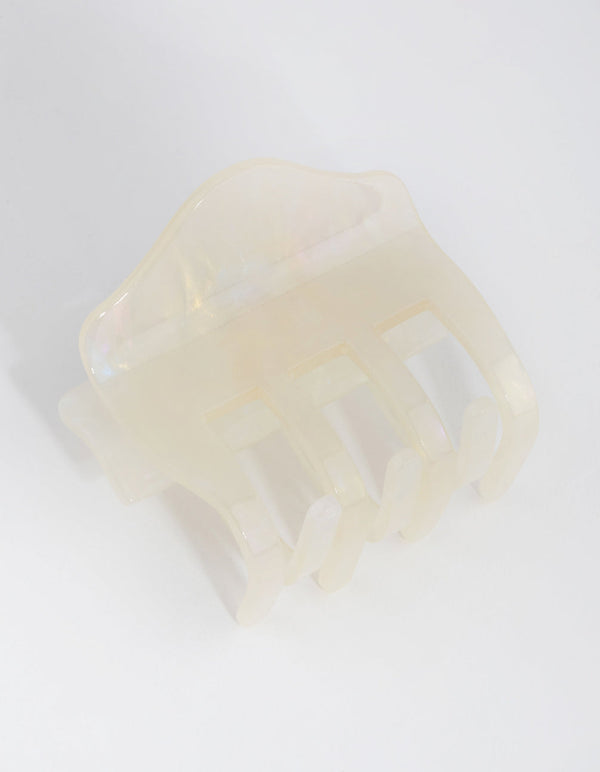Acetate White Marble Small Clip
