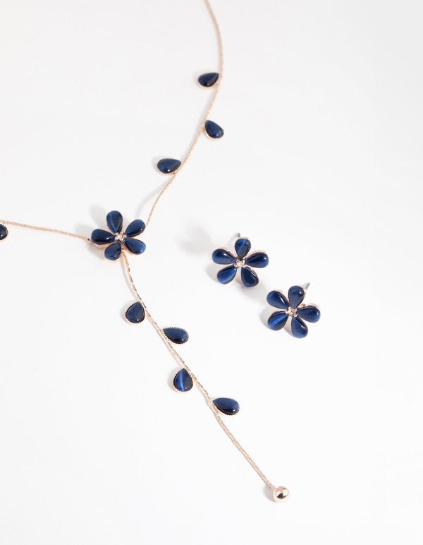 Rose Gold Flower Vibe Ear & Necklace