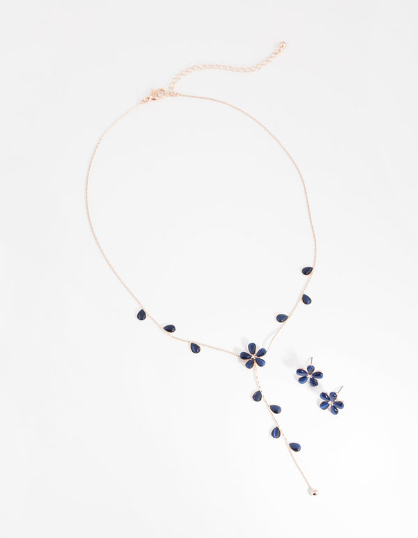 Rose Gold Flower Vibe Ear & Necklace