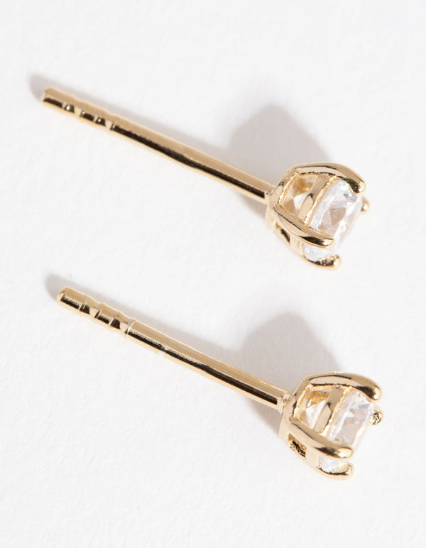 Gold Cubic Zirconia 0.25ct Stud Earrings