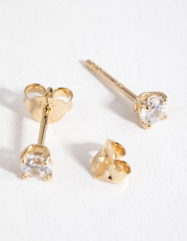 Gold Cubic Zirconia 0.25ct Stud Earrings
