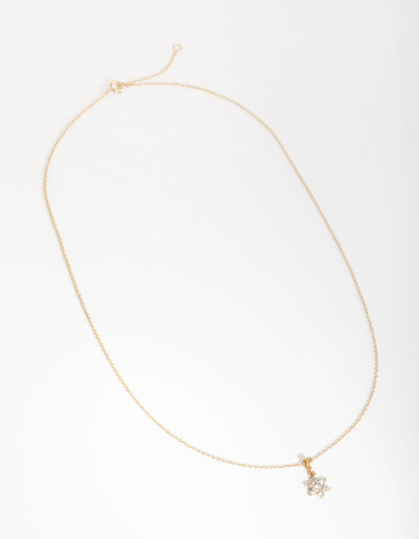 Gold Cubic Zirconia Flower Necklace