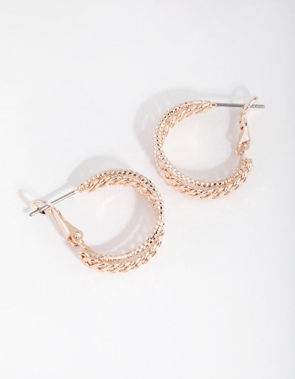 Rose Gold Patterned Hoop Earrings