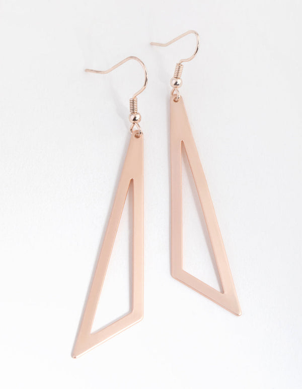 Rose Gold Matte Brushed Quadrent Earrings