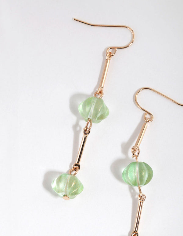 Green Double Lantern Drop Earrings