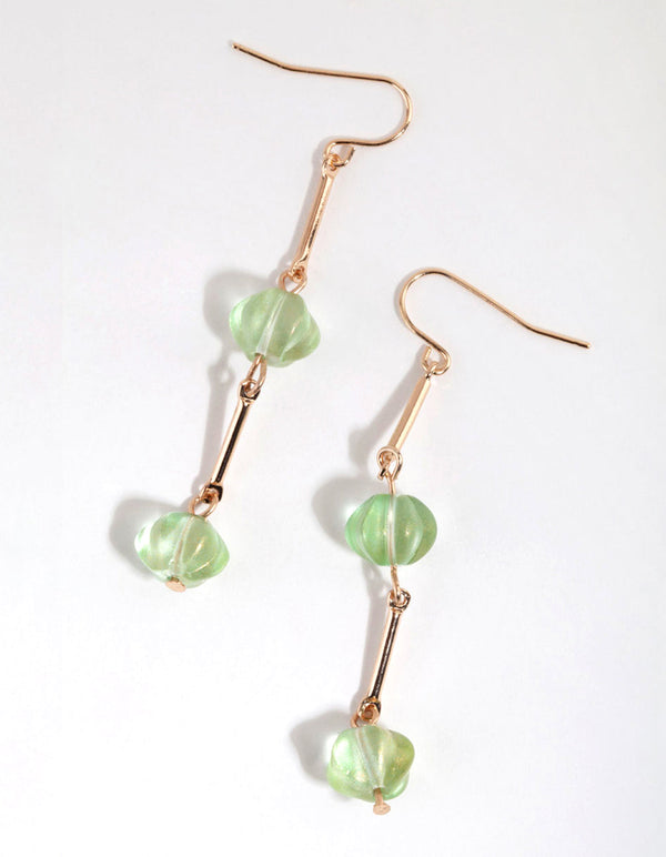 Green Double Lantern Drop Earrings