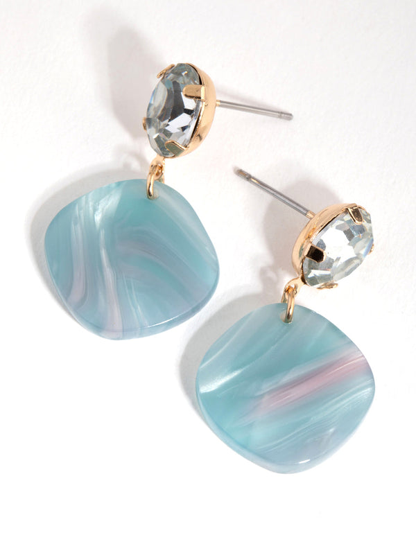 Gold Diamante Acrylic Drop Earrings