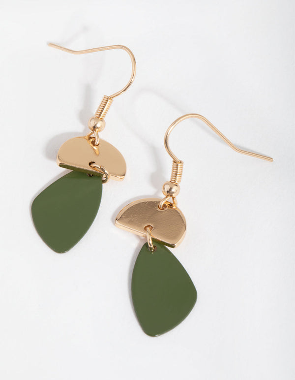 Gold Mix Disc Shape Drop Earrings