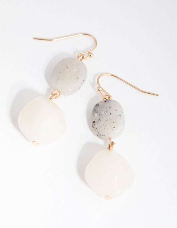 Gold Speckle Stone Drop Earrings