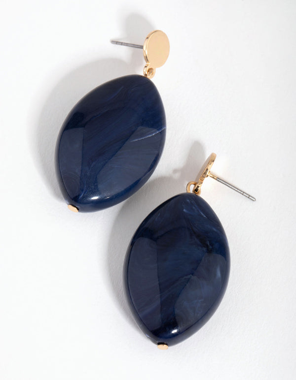 Gold Acrylic Pebble Stone Drop Earrings