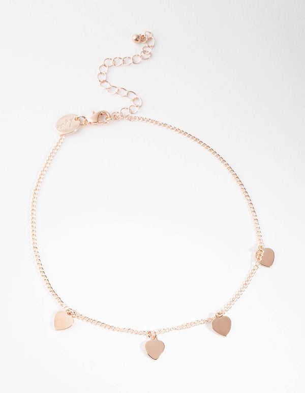 Rose Gold Heart Charm Choker Necklace