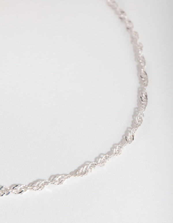 Silver Twist Chain Choker Necklace