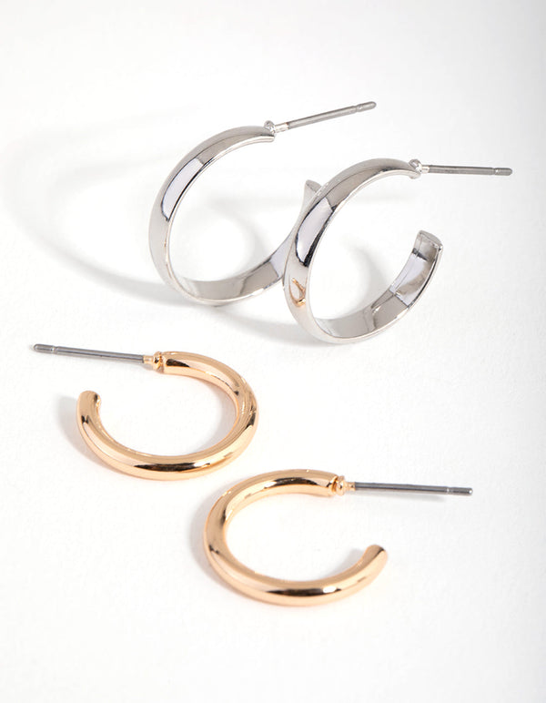 Mixed Metal Classic Sleeper 2-Pack Earring