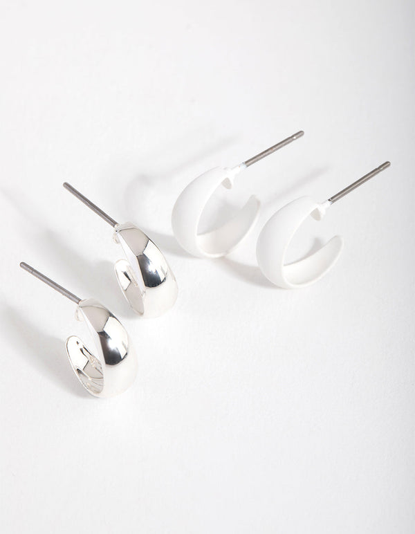 Mixed Metal Chubby Huggie 2-Pack Earring