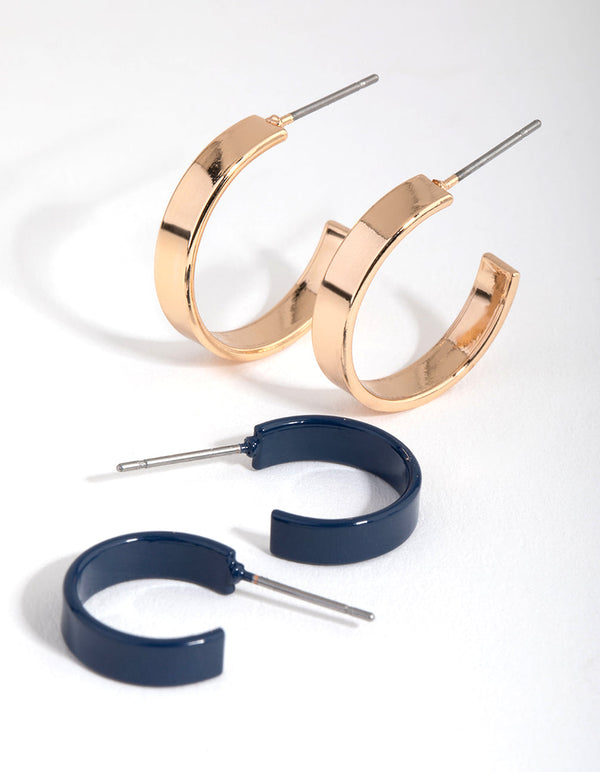 Mixed Metal Cylinder Hoop 2-Pack Earring