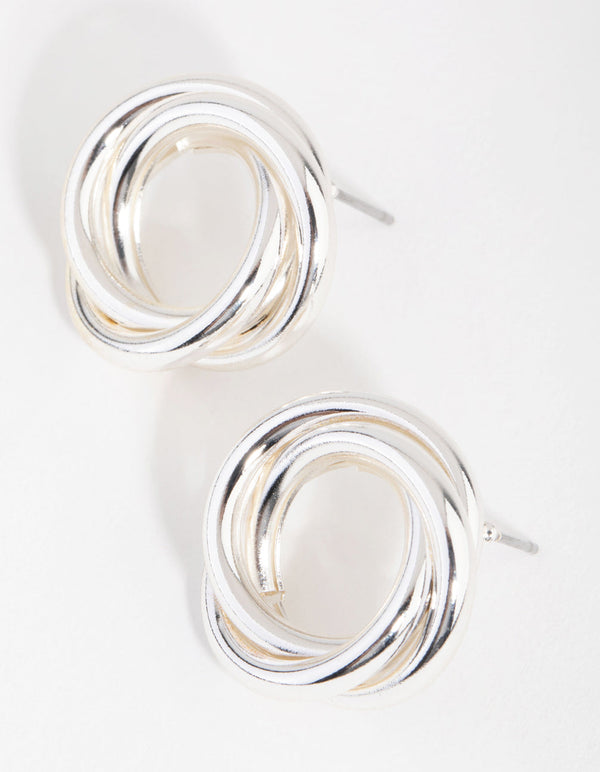 Silver Interloped Stud Earrings