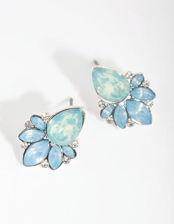 Silver Statement Cluster Stud Earrings