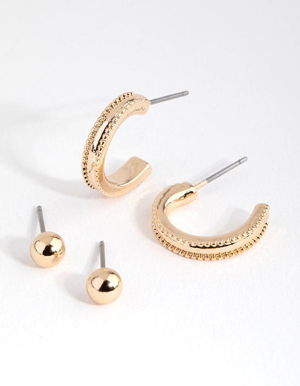 Gold Classic Hoop 2-Pack Stud Earring