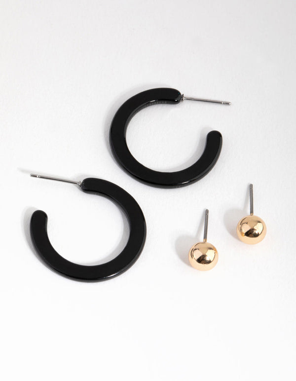 Gold Stud and Acrylic Hoop 2-Pack Earring