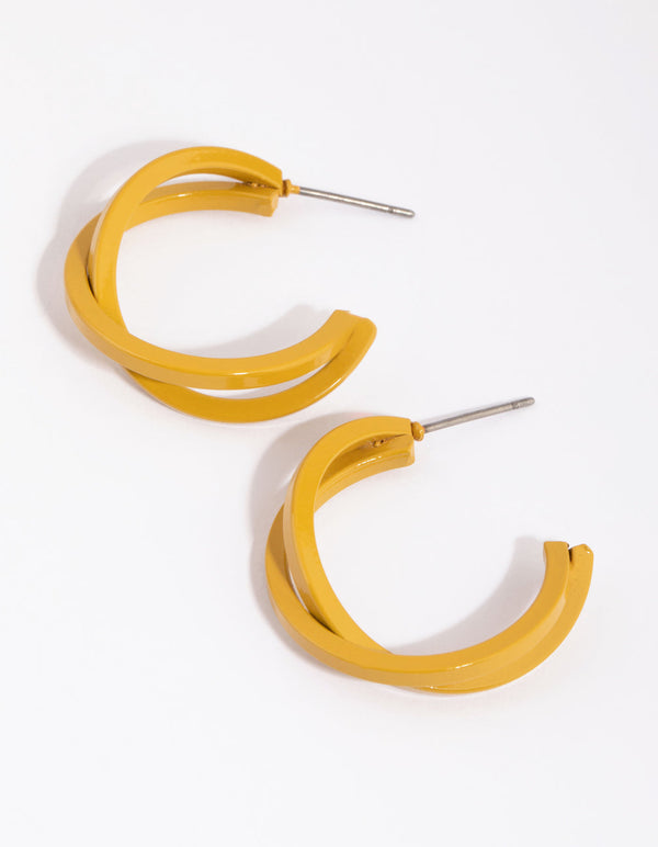Yellow Intertwined Hoop Earrings
