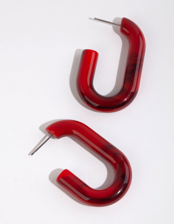 Acrylic Open Oval Hoop Earrings