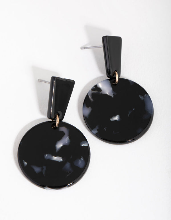 Black Mixed Shape Acrylic Drop Earrings