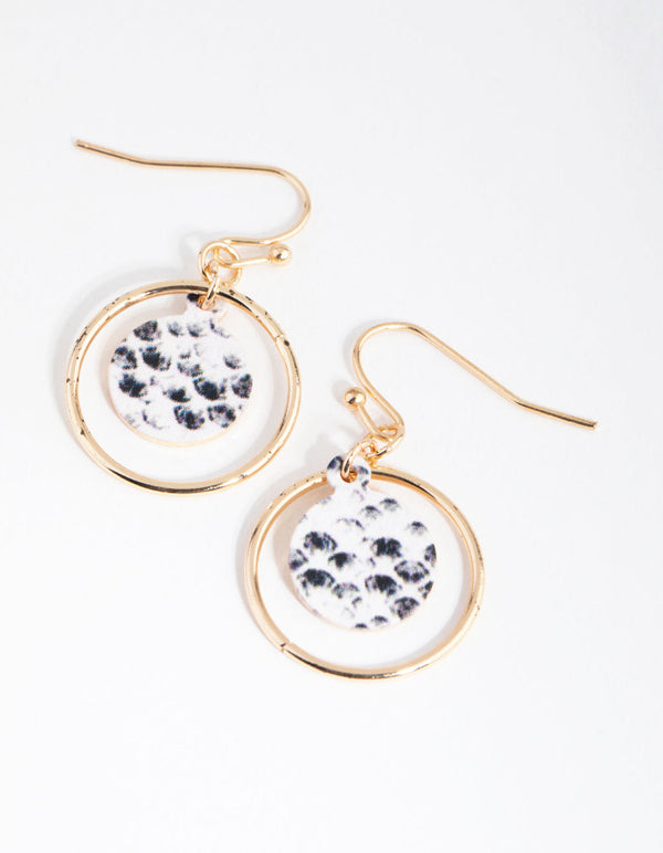 Gold Snake Paper Drop Hoop Earrings