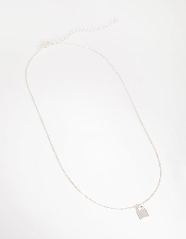 Silver Padlock Pendant Necklace