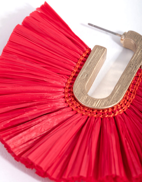 Gold Small Rafia Fan Hoop Earrings