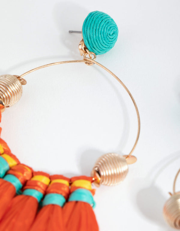 Gold Fine Wire Tassel Drop Earrings