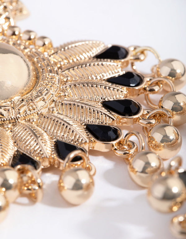 Gold Etched Star Drop Earrings