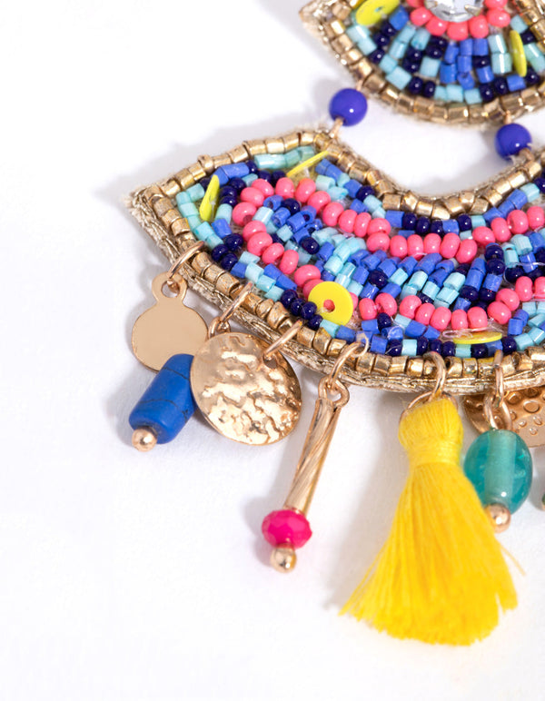 Beaded Colourful Tassel Drop Earrings