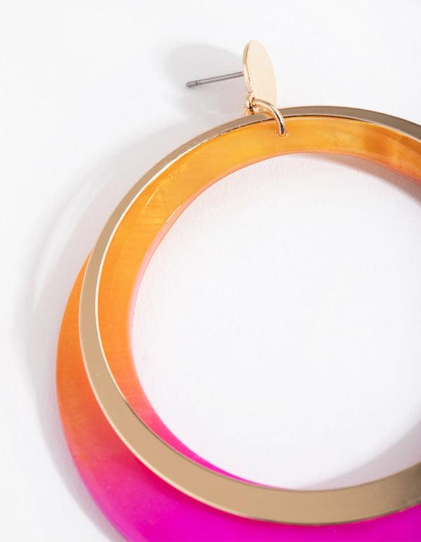 Gold Two Tone Shell Drop Earrings