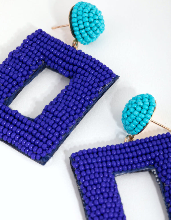 Rectangular Seed Bead Drop Earrings