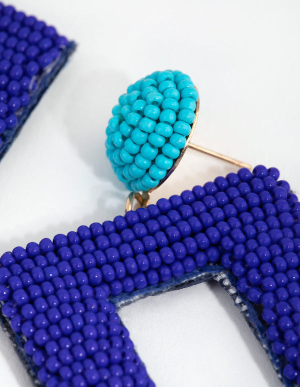 Rectangular Seed Bead Drop Earrings