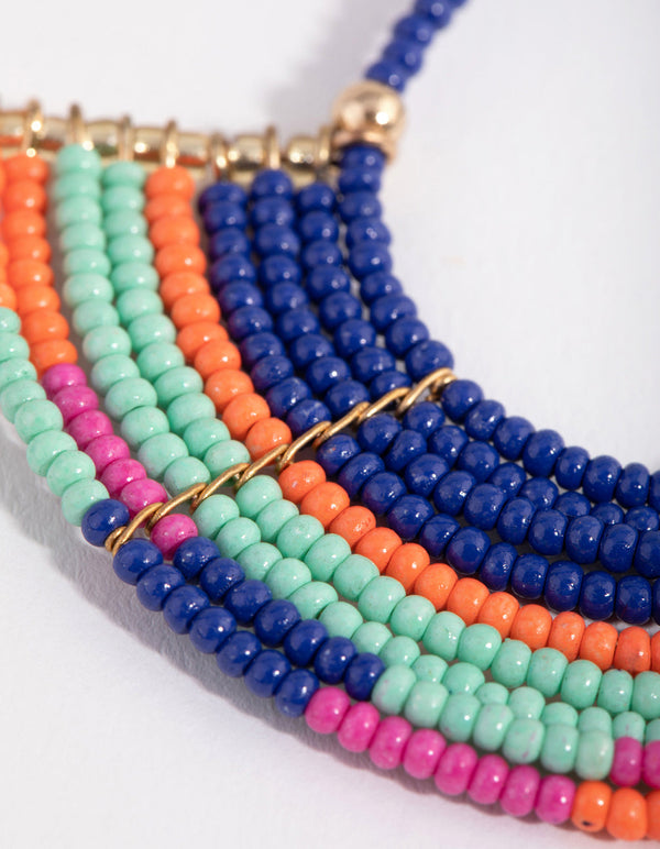 Bead Multi Row U-Shaped Drop Earrings